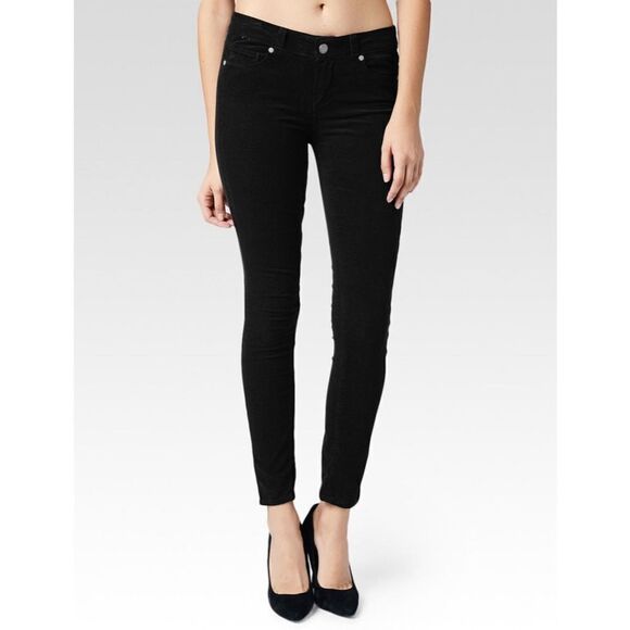 Paige Verdugo Ultra Skinny Velvet Micro Corduroy Jeans Overdye Black 30 - Picture 1 of 14